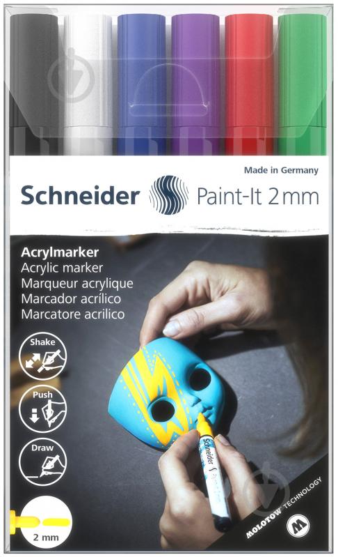 Маркер акриловий Schneider Paint-it 310 2 мм Wallet Set1 S120195 різнокольоровий - фото 1