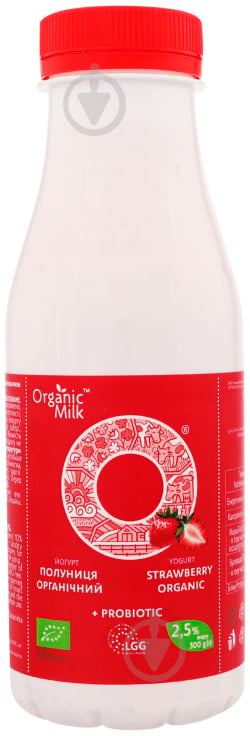 Йогурт Organic Milk органический питьевой клубника 2,5% 300г (4820178810715) - фото 1