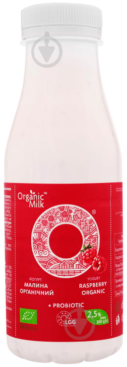 Йогурт Organic Milk органический питьевой малина 2,5% 300г (4820178810746) - фото 1