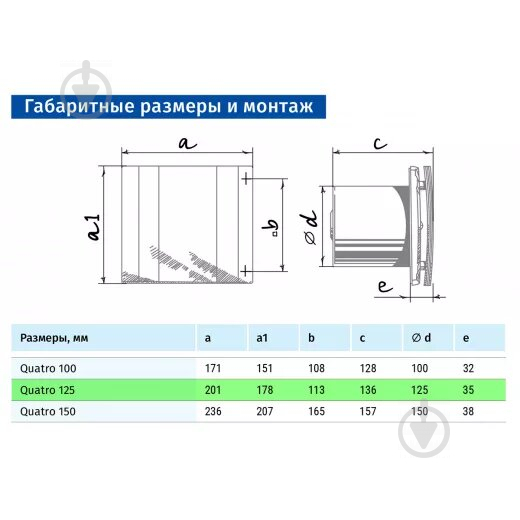 Витяжний вентилятор Blauberg Quatro Hi-Tech Chrome 125 T - фото 4