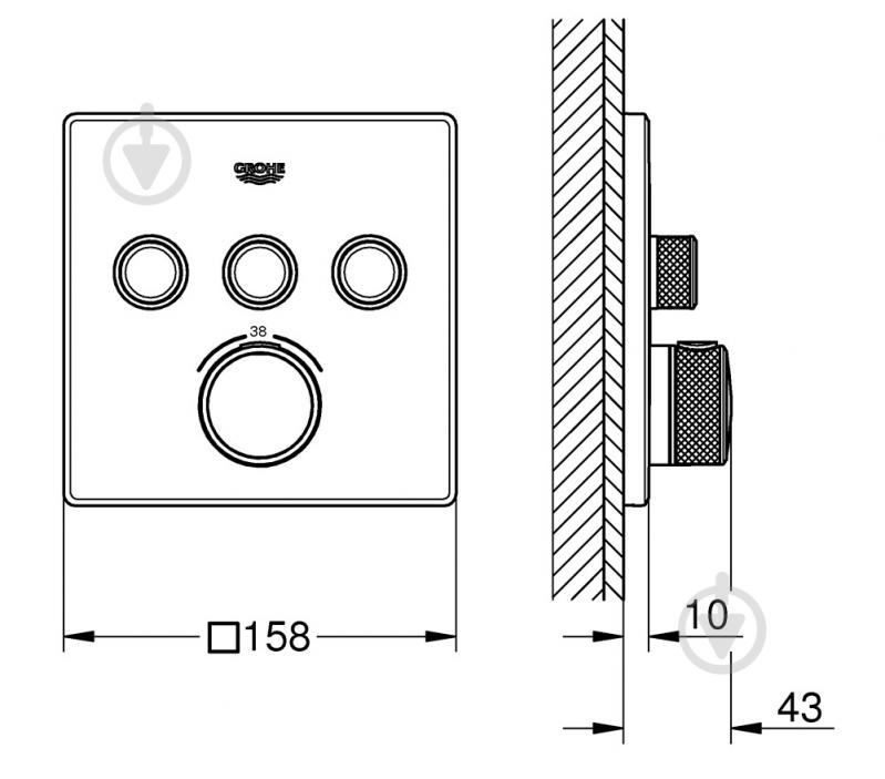 Верхняя часть смесителя для душа Grohe Grohtherm SmartControl 29126000 - фото 2 Верхняя часть смесителя для душа Grohe Grohtherm SmartControl 29126000 - фото 2