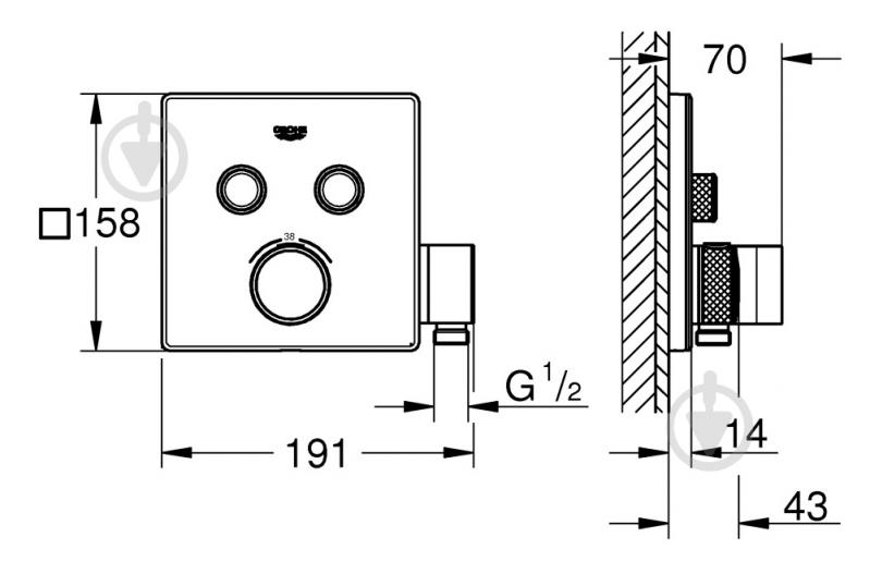 Верхняя часть смесителя для душа Grohe Grohtherm SmartControl 29125000 - фото 2 Верхняя часть смесителя для душа Grohe Grohtherm SmartControl 29125000 - фото 2