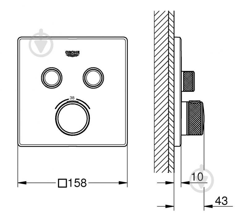 Термостат скрытого монтажа Grohe Grohtherm SmartControl 29124000 - фото 2 Термостат скрытого монтажа Grohe Grohtherm SmartControl 29124000 - фото 2