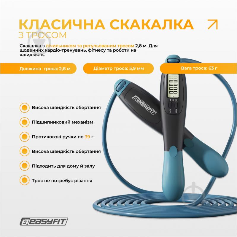 Скакалка EasyFit для бокса TwinRope 2,8 м черный-зеленый - фото 2