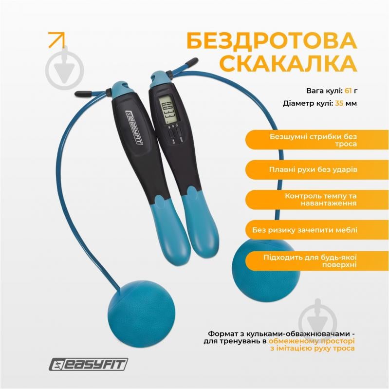 Скакалка EasyFit для бокса TwinRope 2,8 м черный-зеленый - фото 3