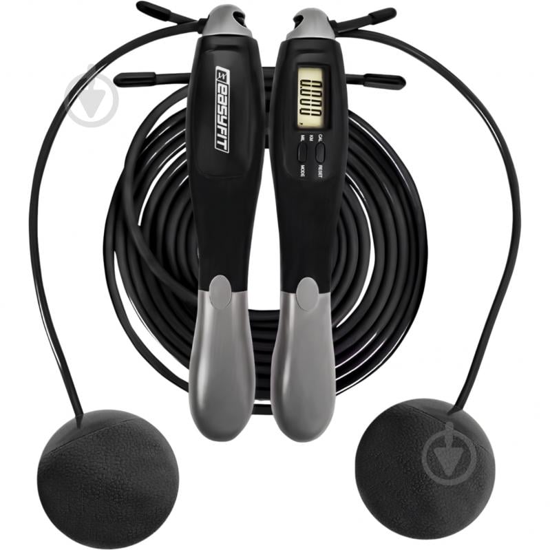 Скакалка EasyFit TwinRope скоростная 2,8 м черный с серым - фото 1 Скакалка EasyFit TwinRope скоростная 2,8 м черный с серым - фото 1