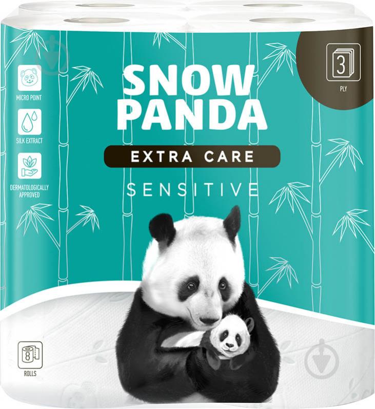 Туалетная бумага Сніжна Панда EXTRA CARE Sensitive трехслойная 8 шт. - фото 1