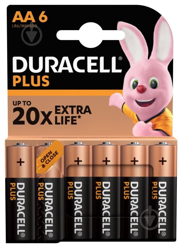 Батарейки Duracell Plus LR06 AA (R6, 316) 6 шт. - фото 1