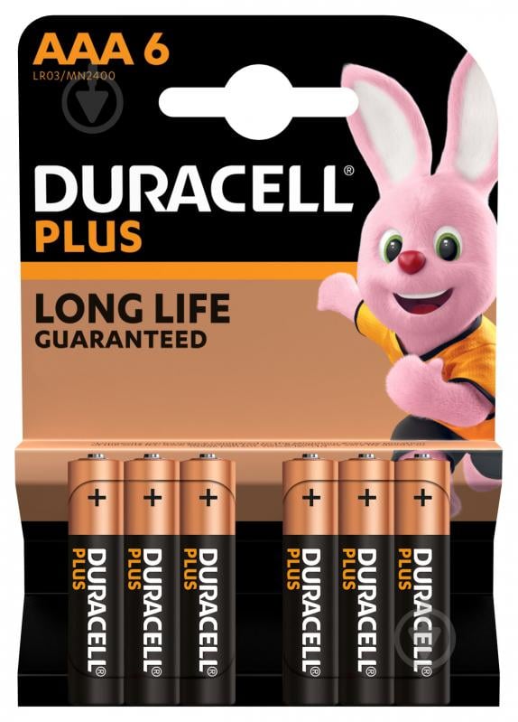 Батарейки Duracell Plus LR03 AAA (R03, 286) 6 шт. - фото 1