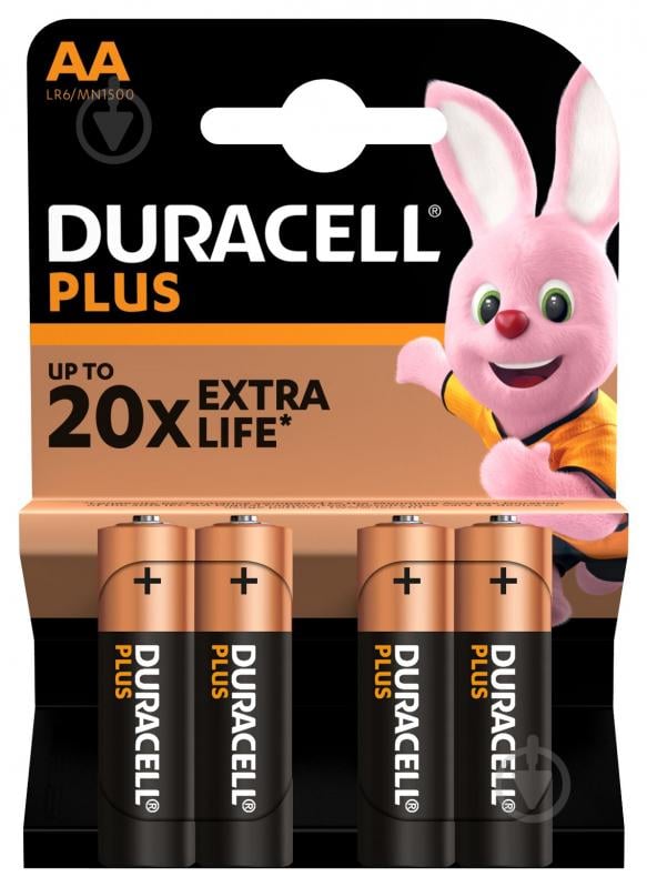 Батарейки Duracell Plus LR06 AA (R6, 316) 4 шт. - фото 1