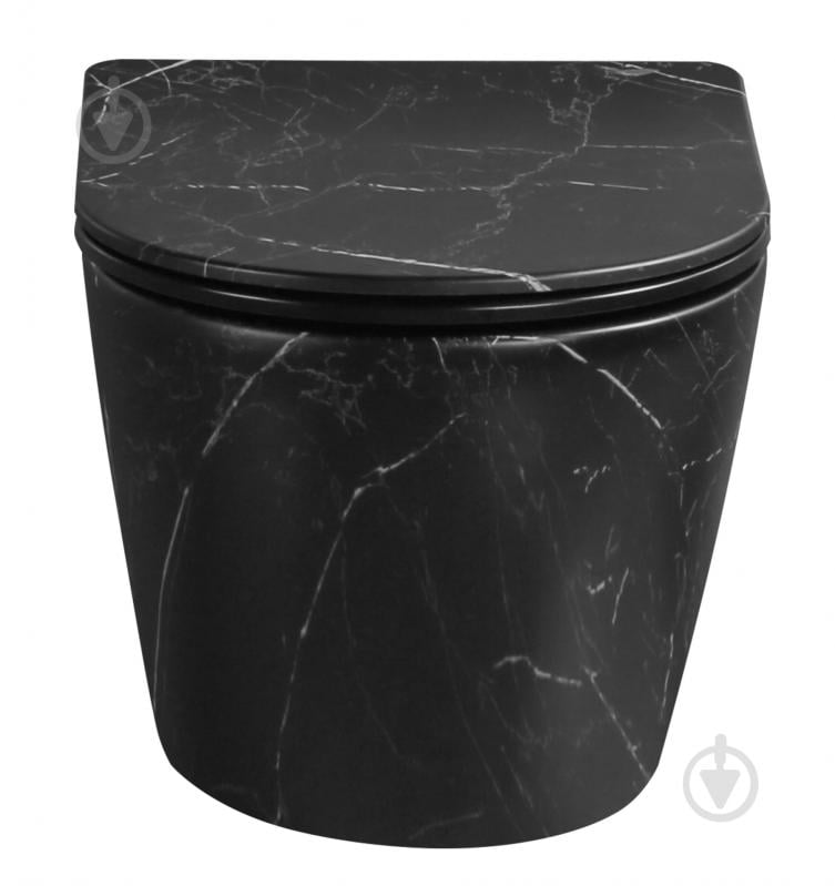 Унитаз подвесной ScandiSPA MARBLE BLACK TORNADO, сиденье Duroplast SLIM soft-close - фото 2