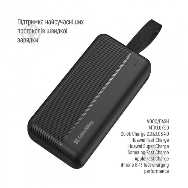 Повербанк ColorWay 30000 mAh black (CW-PB300LPC2BK-PD) High-power 2 (USB QC3.0 + USB-C Power Delivery 22.5W) - фото 2