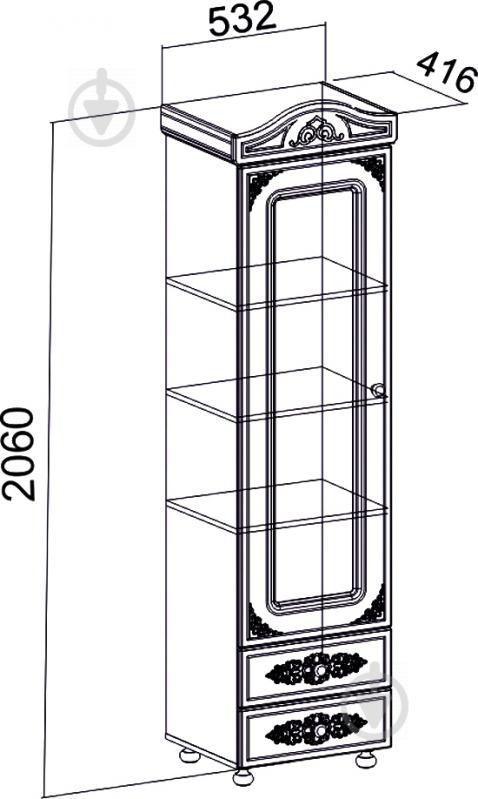 Стелаж Санті Меблі Белль АС-01 глухий 2100x532x416 мм біле дерево - фото 2