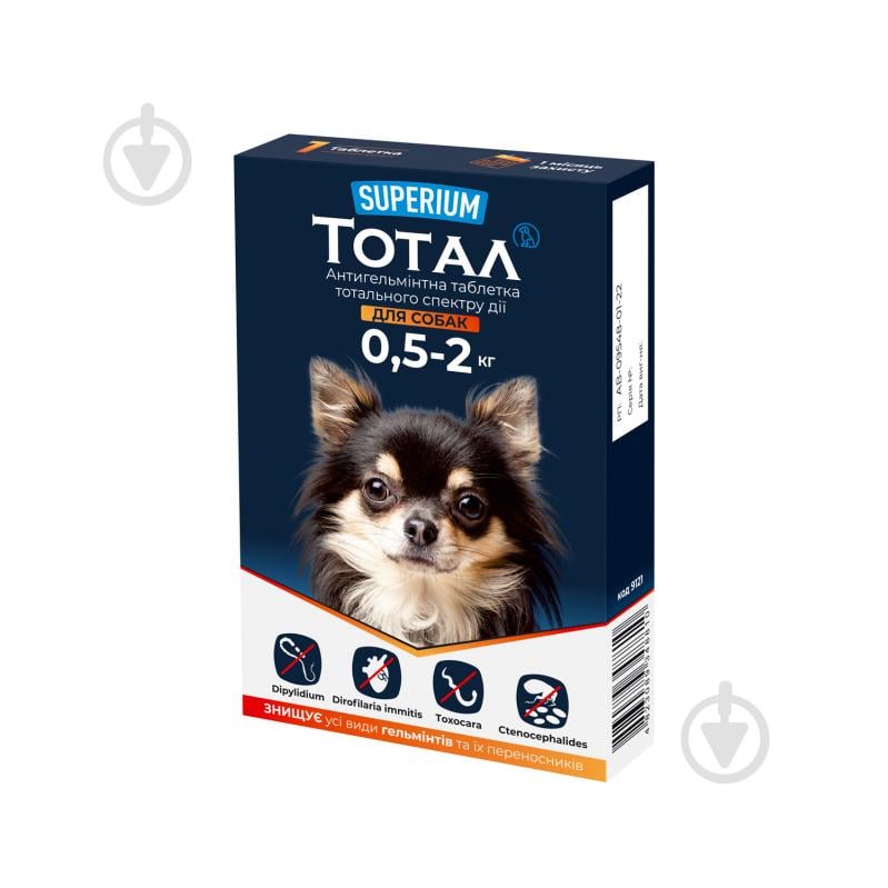 Таблетки протигельмінтні SUPERIUM Тотал для собак 0,5-2 кг - фото 