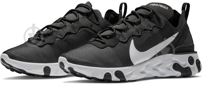 Кроссовки женские демисезонные Nike React Element 55 BQ2728-003 р.40 черные с белым - фото 1