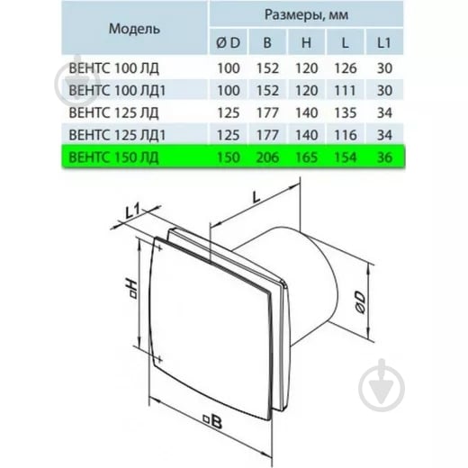 Витяжний вентилятор Вентс ЛД 150 - фото 5