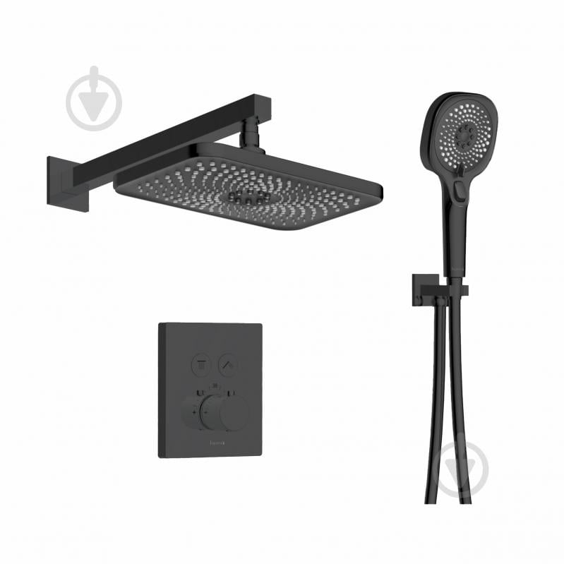 Душевая система скрытого монтажа Imprese CENTRUM EQ (термостат 2 функции, кнопки переключения, душ 280*190мм) черная - фото 1 Душевая система скрытого монтажа Imprese CENTRUM EQ (термостат 2 функции, кнопки переключения, душ 280*190мм) черная - фото 1