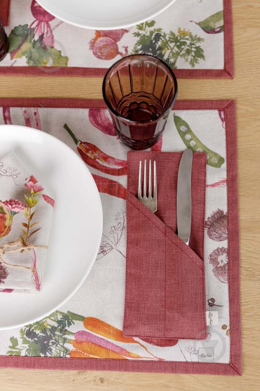 Чехол для приборов La Nuit "Овощи" Марсала 10x24 см - фото 2 Чехол для приборов La Nuit "Овощи" Марсала 10x24 см - фото 2