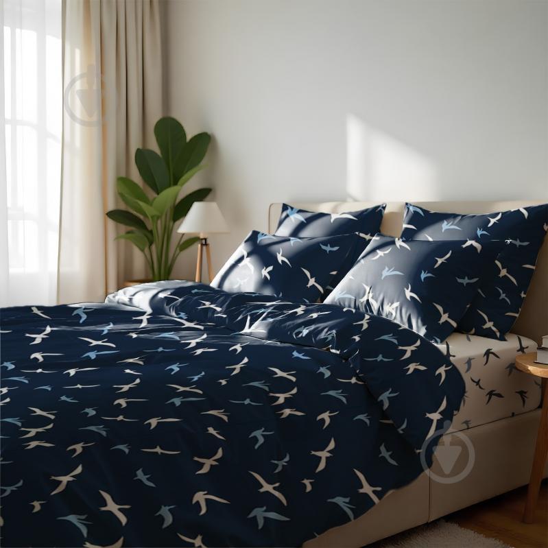 Пододеяльник Birds on blue Front 145x210 см темно-синий Zastelli - фото 2