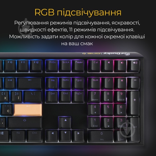 Клавіатура Ducky Ducky One 3 Cherry MX Red RGB UA (DKON2108ST-RUAPXCLAWSC1) black - фото 21