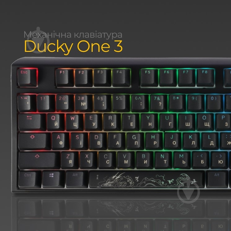 Клавіатура Ducky Ducky One 3 TKL Cherry MX Speed Silver RGB UA (DKON2187ST-PUAPXCLAWSC1) black - фото 3