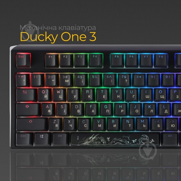 Клавіатура Ducky Ducky One 3 TKL Cherry MX Speed Silver RGB UA (DKON2187ST-PUAPXCLAWSC1) black - фото 22