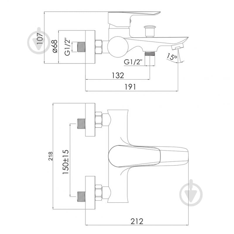 Змішувач для ванни Imprese VACLAV , хром - фото 2