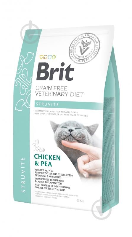 Корм сухий для дорослих котів Brit VetDiets при лікуванні та профілактиці сечокам'яної хвороби курка, горох 2 кг - фото 1