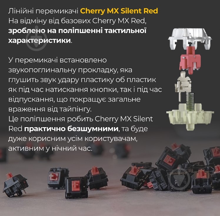 Клавіатура Ducky Ducky One 3 Cherry MX Silent Red RGB UA (DKON2108ST-SUAPXCLAWSC1) black - фото 6