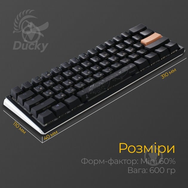 Клавиатура Ducky Ducky One 3 Mini Cherry MX Speed Silver RGB UA (DKON2161ST-PUAPXCLAWSC1) black - фото 3