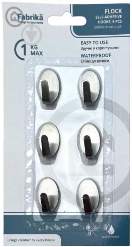 Крючок PRC самоклеющийся FLOCK набор 6 шт для мебели и ванной комнаты - фото 3