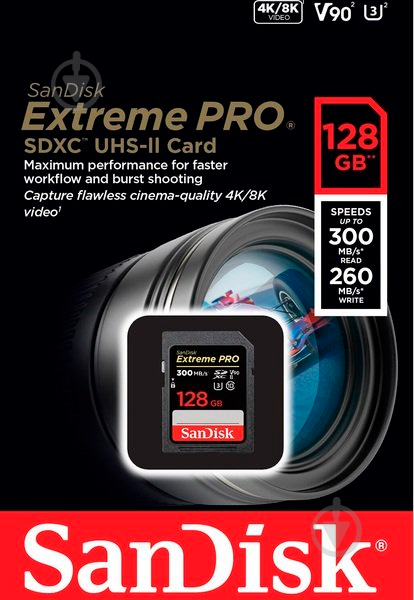 Карта памяти SanDisk SDXC 128 ГБ Class 10 (SDSDXDK-128G-GN4IN) UHS-II U3 Extreme Pro - фото 4