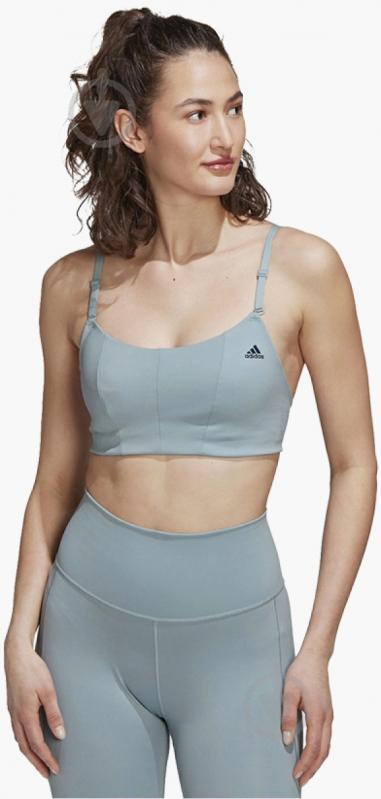 Бра Adidas Yoga Studio Light-Support Bra Light Blue HF2269 р.M-A/C серый - фото 1