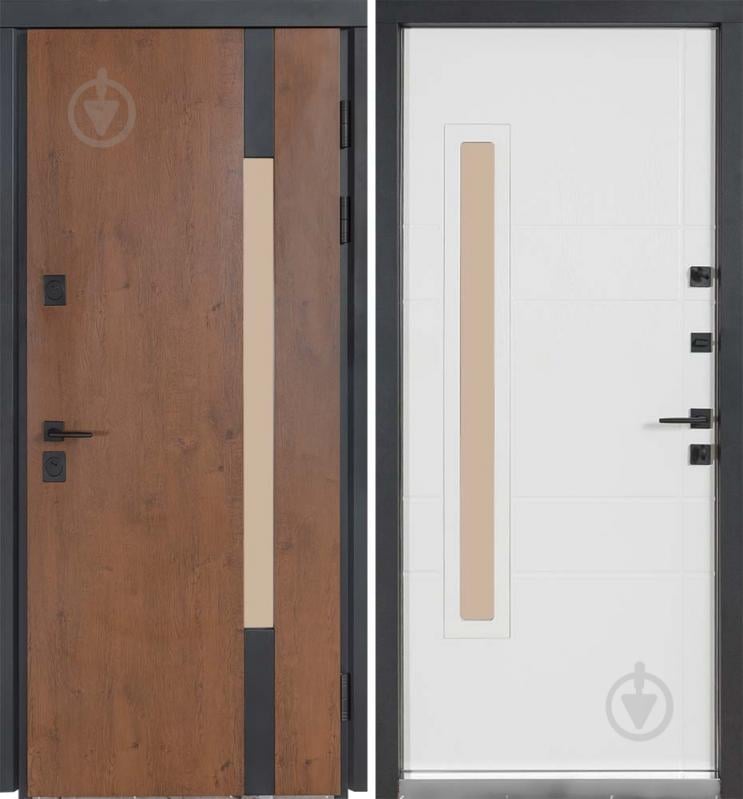 Двері вхідні Булат Термо Хаус 705 дуб бронзовий / молочний клен 2050x950 мм праві - фото 1