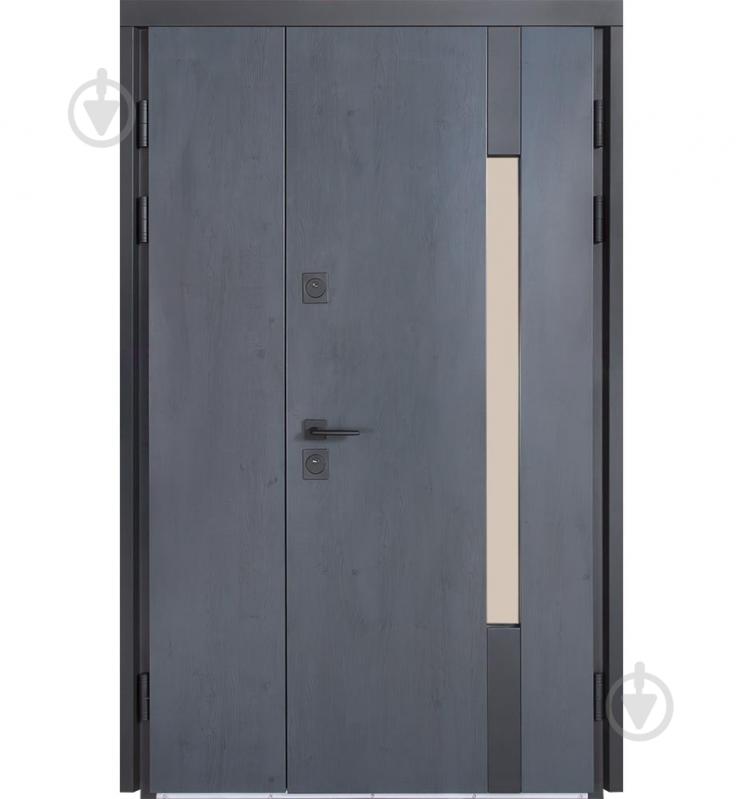 Двері вхідні Булат Термо Хаус 705 темний антрацит / білий атласний 2050x1200 мм праві - фото 1