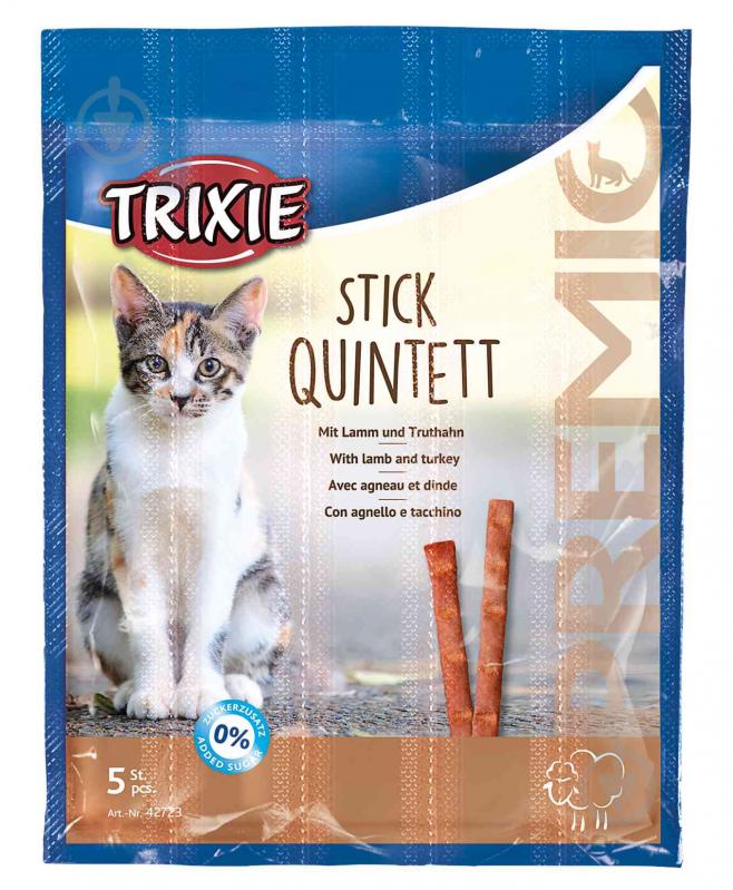 Лакомство Trixie Премио Quadro-Sticks палочки ягненок и индейка 5 г 5 шт./уп. - фото 