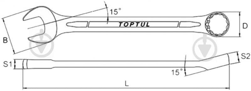 Ключ комбинированный Toptul 36 мм. CrV, DIN Standard AAEB3636 - фото 3