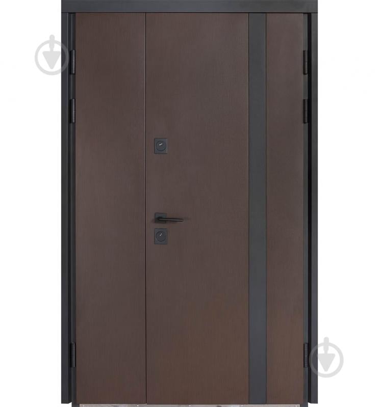 Двері вхідні Булат Термо Хаус 710 венге темний / білий атласний 2050x1200 мм праві - фото 1