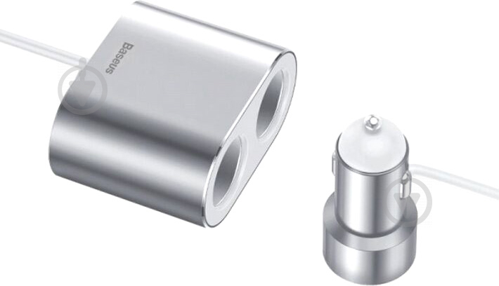 Розгалужувач прикурювача BASEUS High Efficiency One to Two Cigarette Lighter Silver (CRDYQ-0S) - фото 5