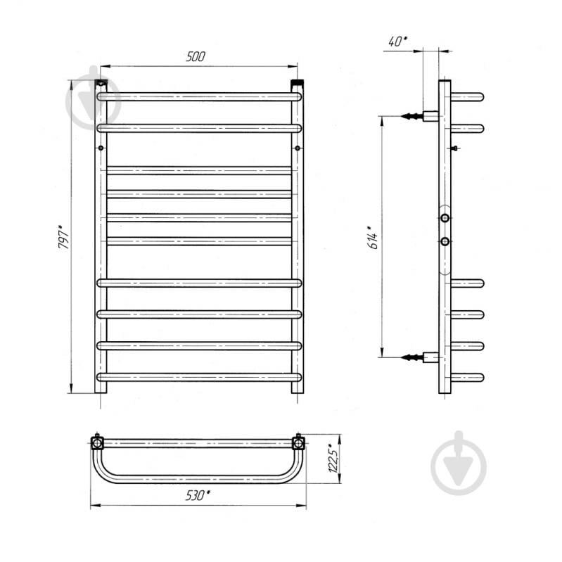 Рушникосушарка Evro-Termo Ліберті Преміум П10 500 х 800 - фото 5