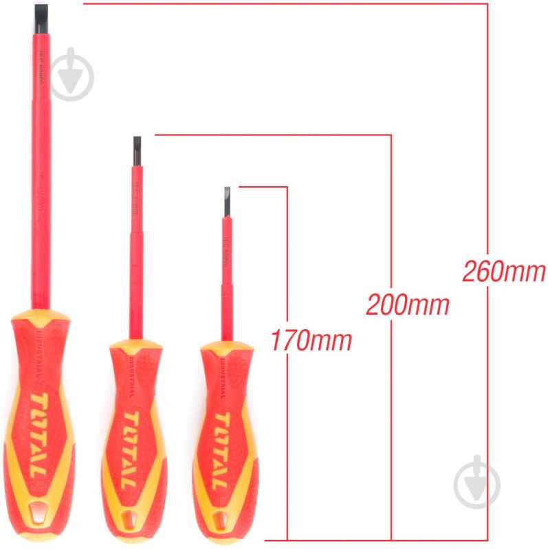 Набір викруток Total діелектричних до 1000 В 6 шт. SL 3.0 / 4.0 / 6.5 PH 0 / 1 / 2×150 мм THTIS566 - фото 13