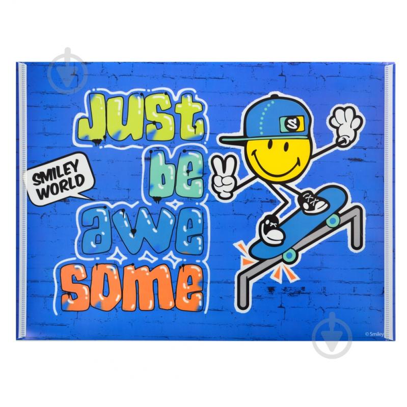 Папка-конверт на кнопці А4 Smiley World (blue) YES - фото 3