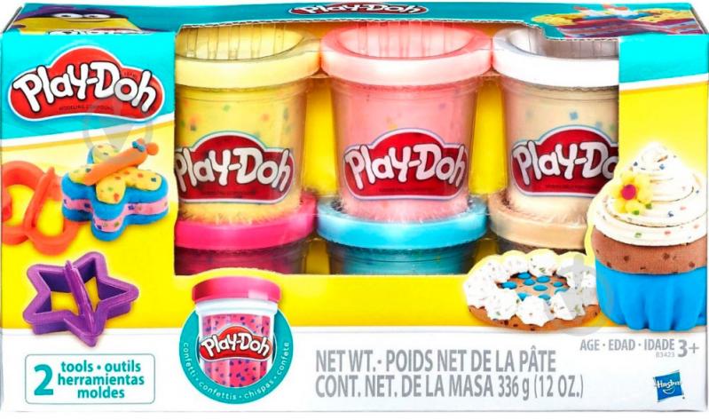 Набор пластилина Hasbro Play-Doh 6 баночек с конфетти (B3423) B3423 - фото 1