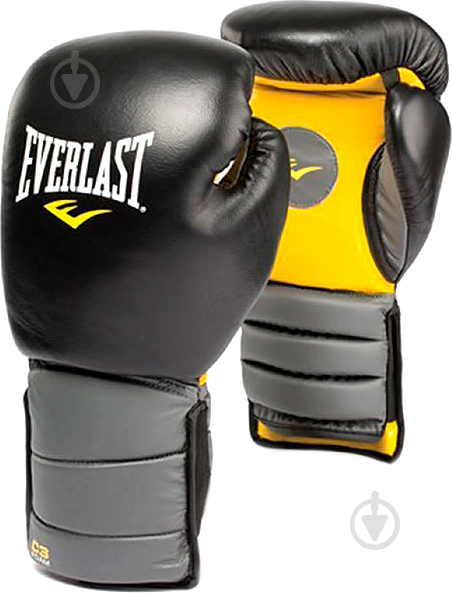 Боксерские перчатки Everlast 171101 р. универсальный черный с желтым - фото 1