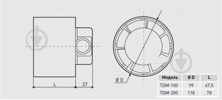 Витяжний вентилятор Soler&Palau TDM-100 - фото 6