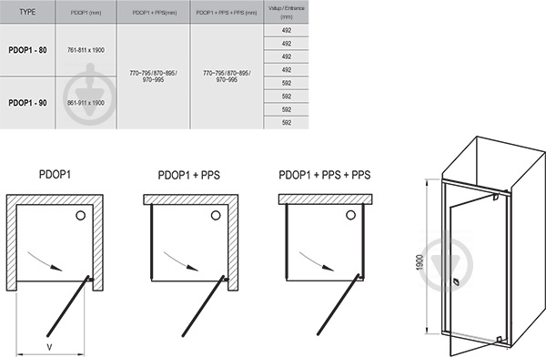 Душові двері Ravak PDOP 1-80 Transparent - фото 3