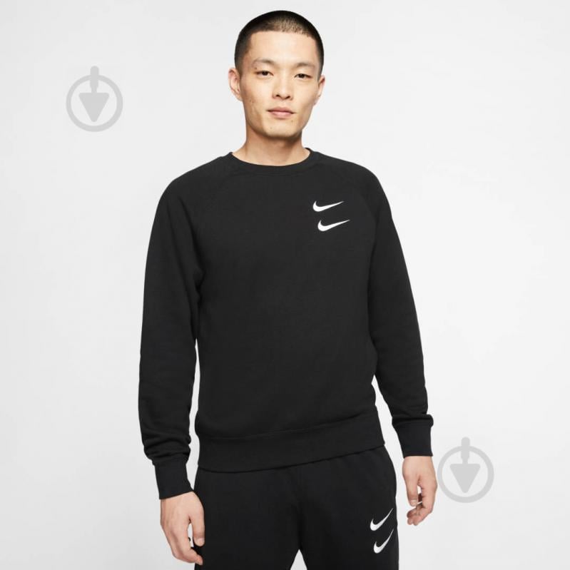 Свитшот Nike M NSW SWOOSH CRW FT CJ4871-010 р. M черныйбелый - фото 3