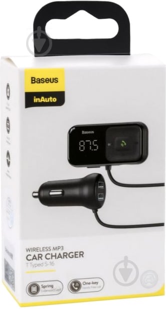 FM-трансмітер BASEUS Baseus T typed S-16 wireless MP3 car charger Black (CCTM-E01) - фото 6