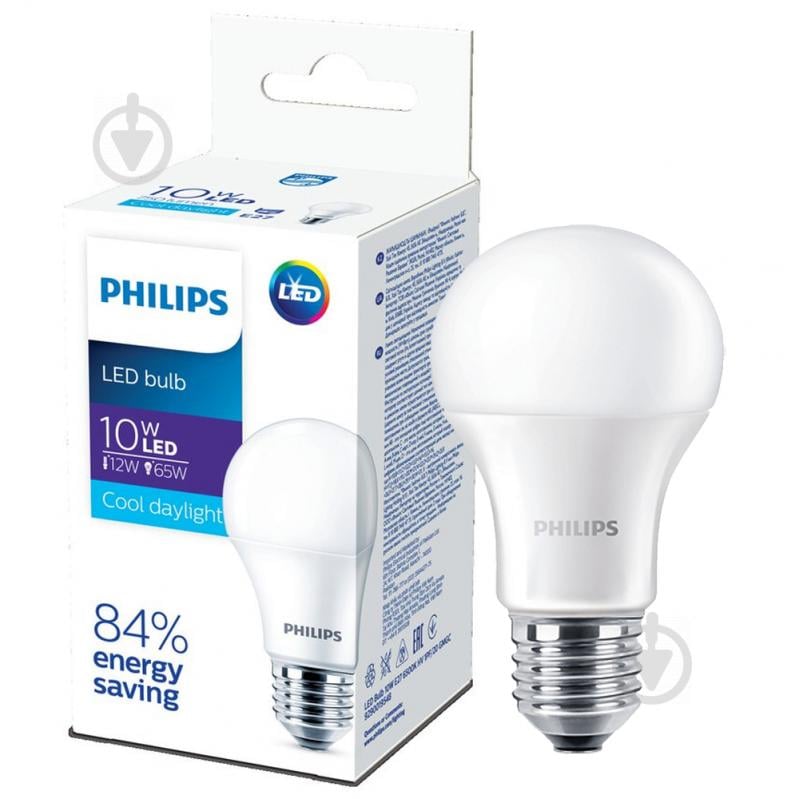 Лампа светодиодная Philips EcoHome 10 Вт A60 матовая E27 220 В 6500 К - фото 