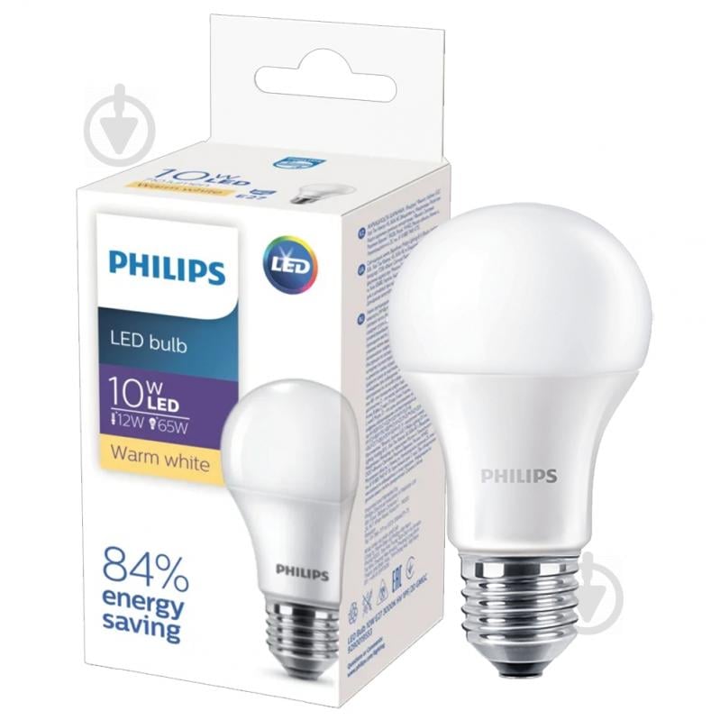 Лампа світлодіодна Philips EcoHome 10 Вт A60 матова E27 220 В 3000 К - фото 1